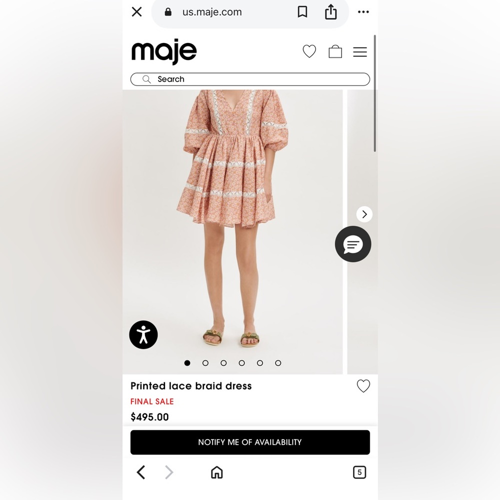 NWT Maje Linen Blend Rayanik Elegant Pink Floral Dress - Picture 9 of 12